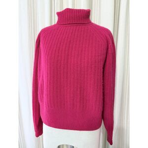 Vintage Cleo Collection Raspberry Angora Lambswool Turtleneck Sweater Made in Ho